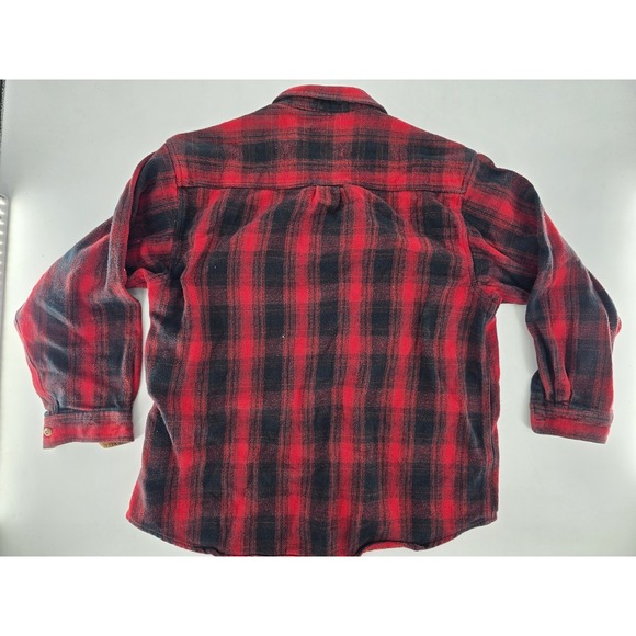 Field & Stream Men's Size‎ XXL Flannel Button Shirt Black Red Plaid VTG Heavy - Picture 5 of 7